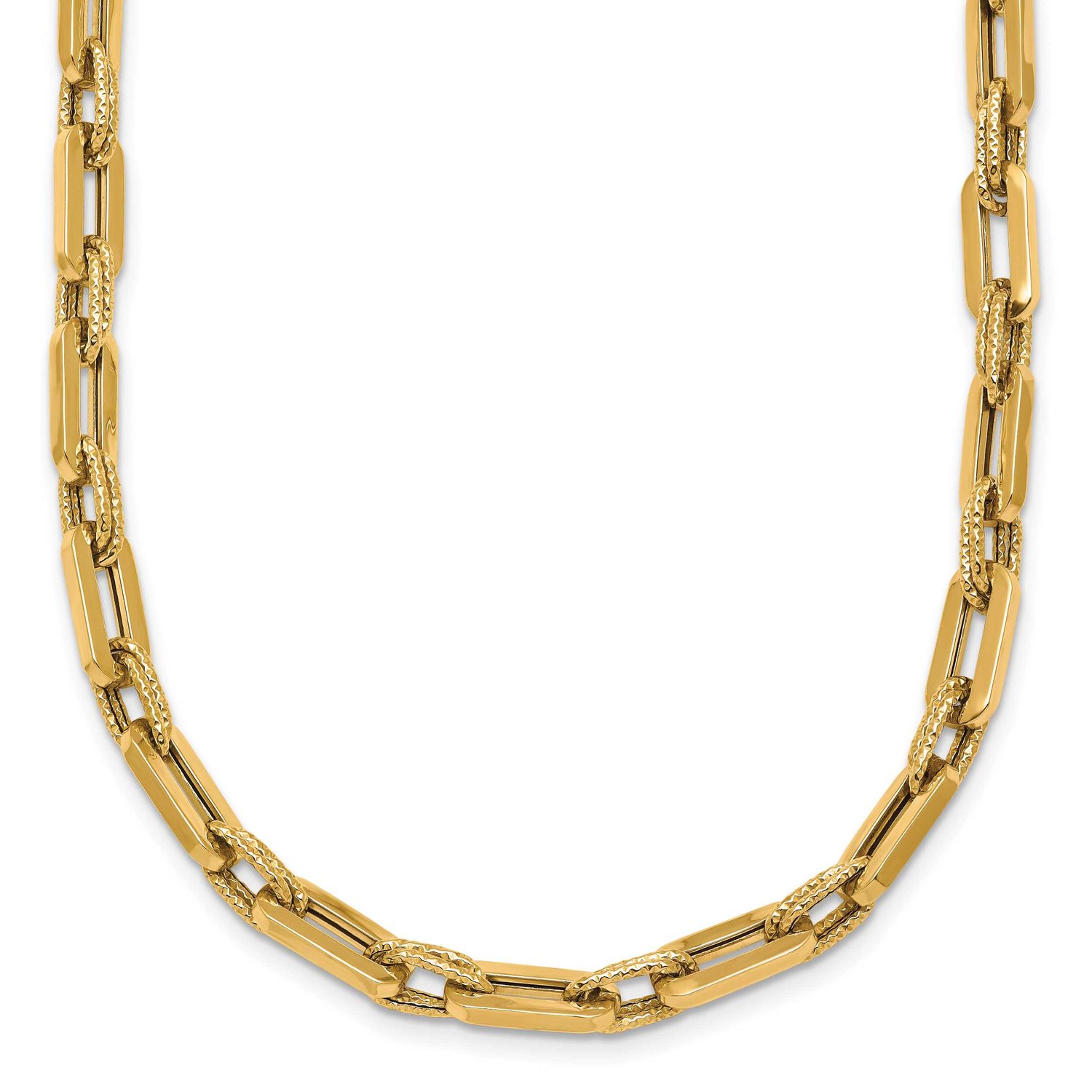 Textured Double Fancy Link 18.5 Inch Necklace 14k Gold Polished, MPN: SF3255-18.5, UPC: