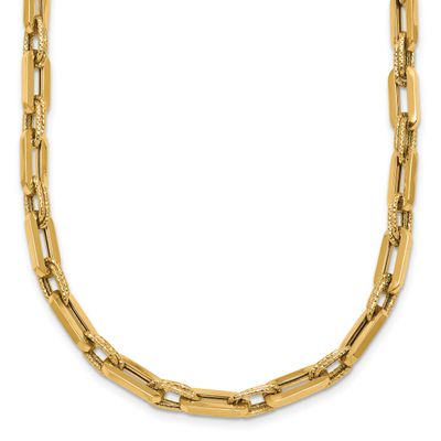 Textured Double Fancy Link 18.5 Inch Necklace 14k Gold Polished, MPN: SF3255-18.5, UPC: