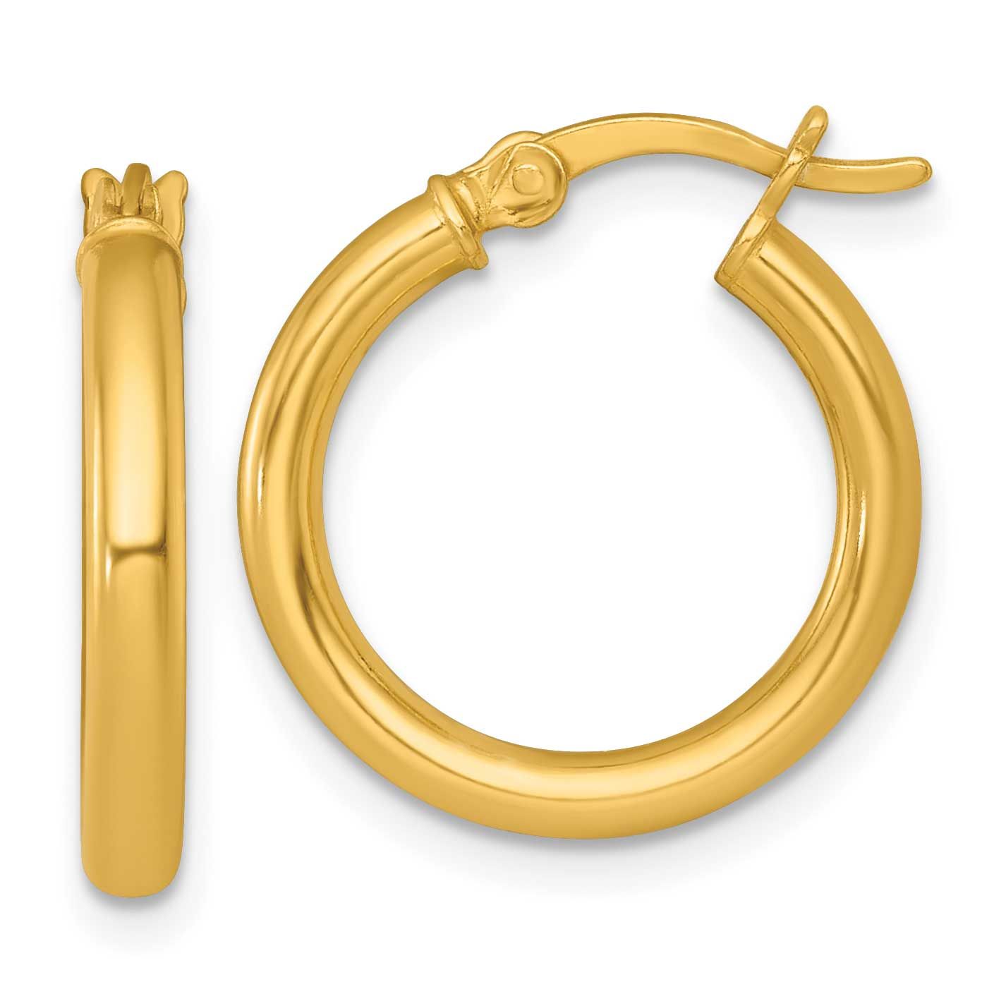 2.5mm Round Hoop Earrings Sterling Silver Gold-Tone Polished, MPN: QE17904GP, UPC: