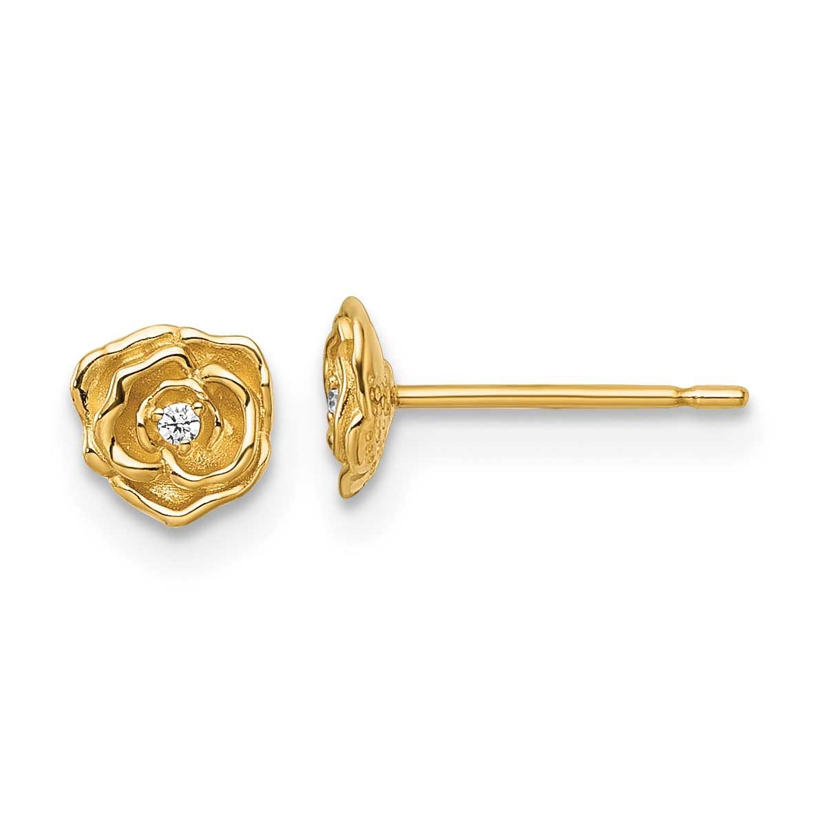CZ Rose Post Earrings 14k Gold Polished, MPN: YE2296, UPC: