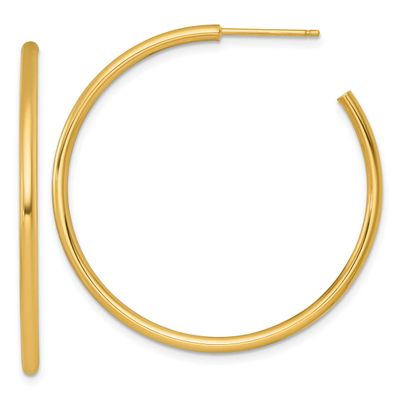 2.0 x 40mm Polished Post Hoop Earrings 14k Gold, MPN: TF2507, UPC: