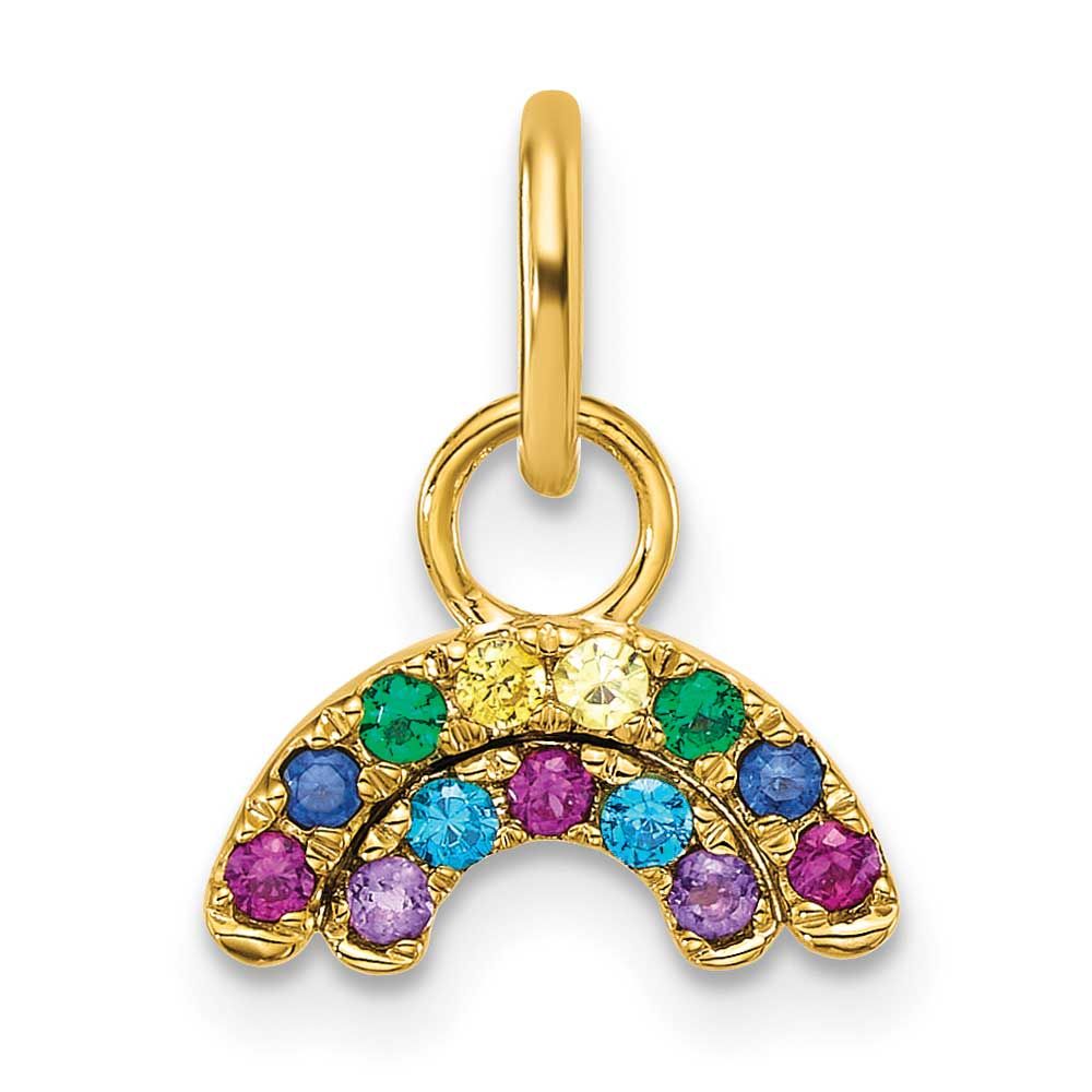 Multi-Color CZ Double Rainbow Charm 14k Gold Polished, MPN: PM10768-YCZ, UPC: