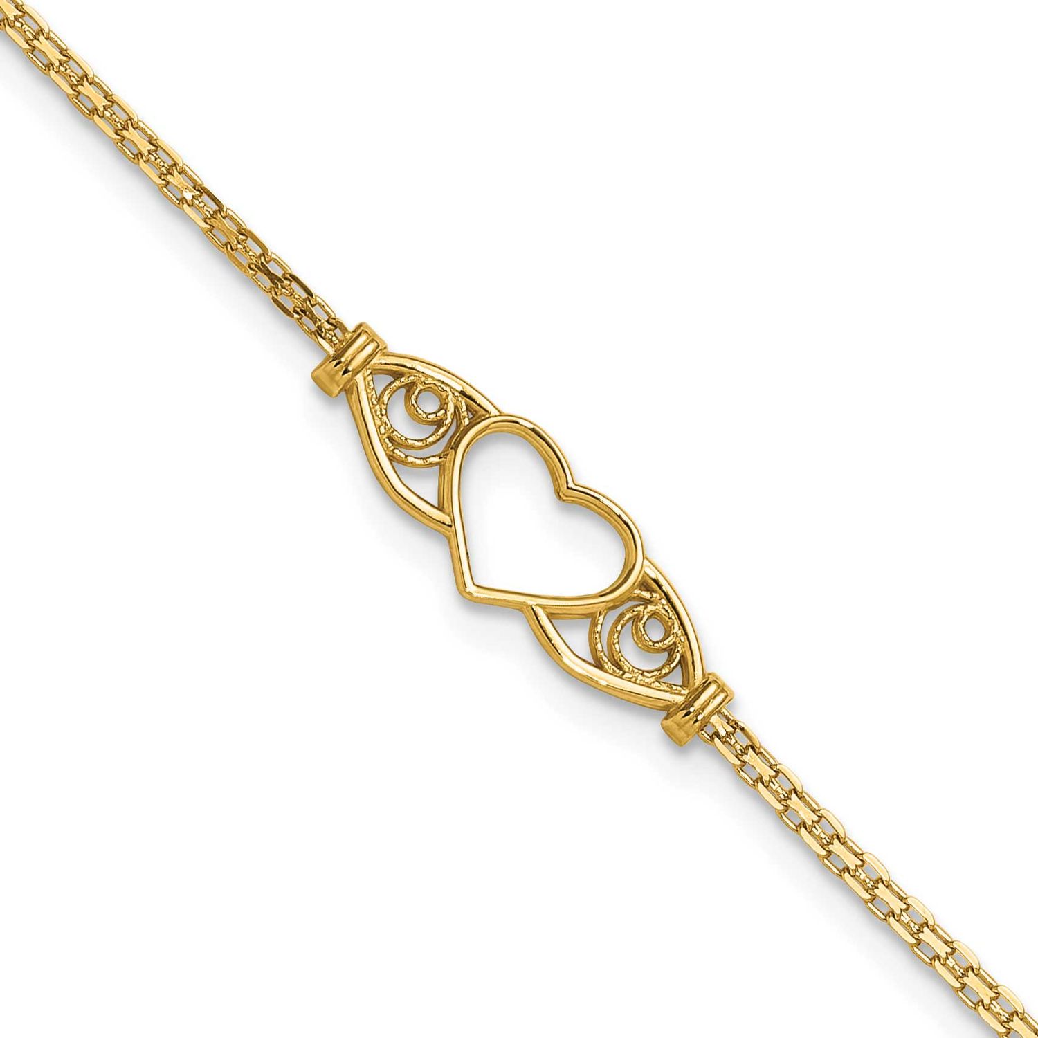 Heart 9Inch Anklet 14k Gold Polished, MPN: ANK118-9, UPC: