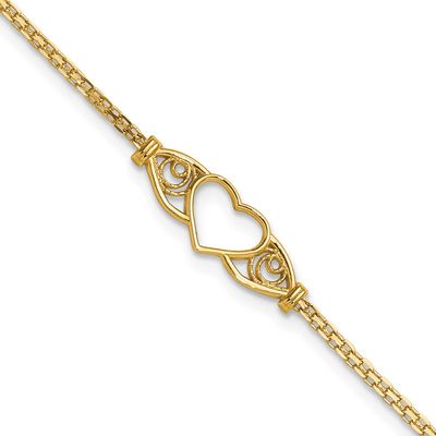 Heart 9Inch Anklet 14k Gold Polished, MPN: ANK118-9, UPC: