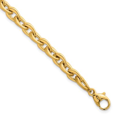 Brushed Chain 6.75mm Bracelet 7.5 Inch 14k Gold Polished, MPN: SF3229-7.5, UPC: