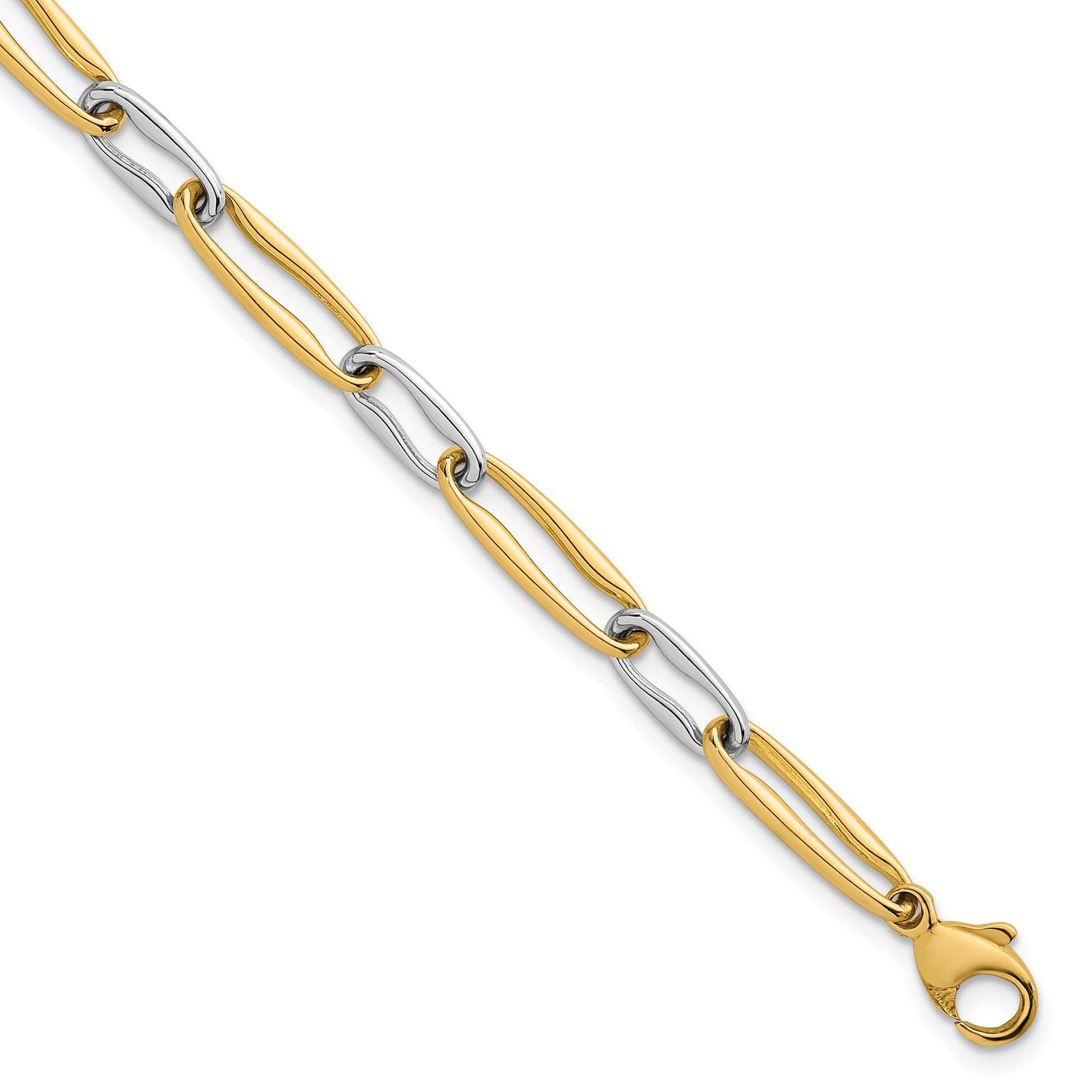 Link 5.75mm Bracelet 14K Two Tone Gold Polished, MPN: SF3234-7.5, UPC: