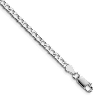 3.25mm Diamond-cut Square Curb Chain 24 Inch Sterling Silver Rhodium-Plated, MPN: QFOC120R-24, UPC: