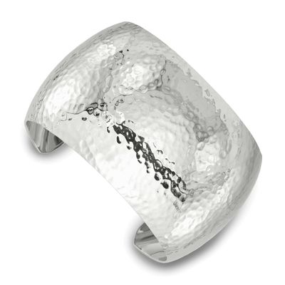 40mm Domed Hammered Cuff Bangle Sterling Silver, MPN: QB1574, UPC: