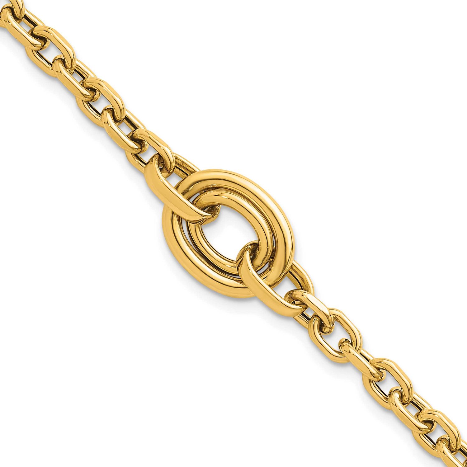 Double Oval 7.25 with .25 Inch Extender Fancy Bracelet 14k Gold Polished, MPN: SF3232-7.25, UPC: