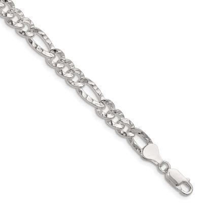 6.3mm Hammered Figaro Chain 8 Inch Sterling Silver, MPN: QHF150-8, UPC: