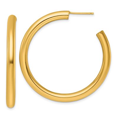 4.0 x 45mm Polished Post Hoop Earrings 14k Gold, MPN: TF2540, UPC: