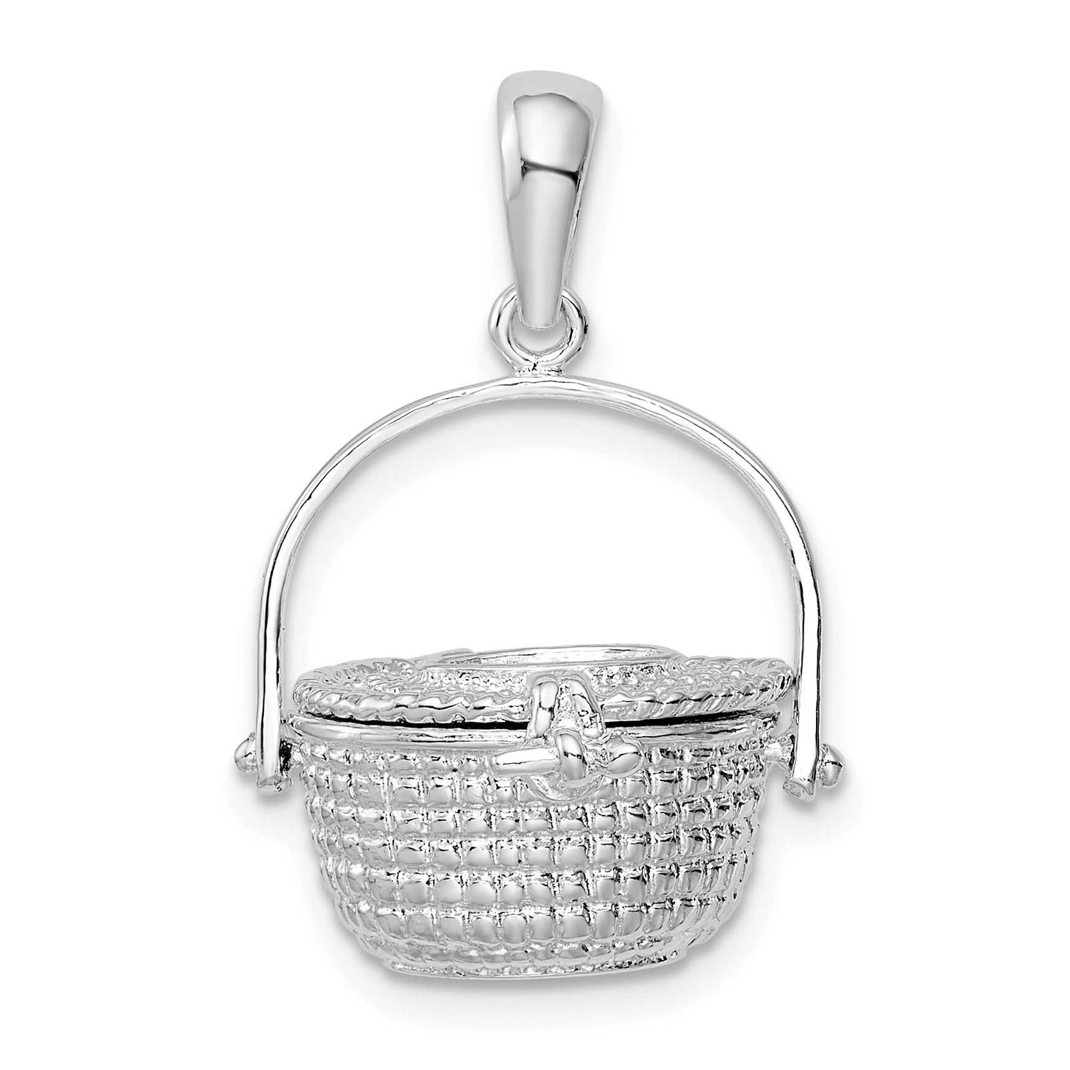 De-Ani Polished 3D Nantucket Basket Pendant Sterling Silver Rhodium-Plated, MPN: QC10419, UPC: 6372…