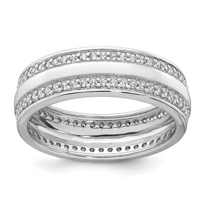 Polished 6.5mm CZ Ring Sterling Silver Rhodium-Plated, MPN: QR7730, UPC: