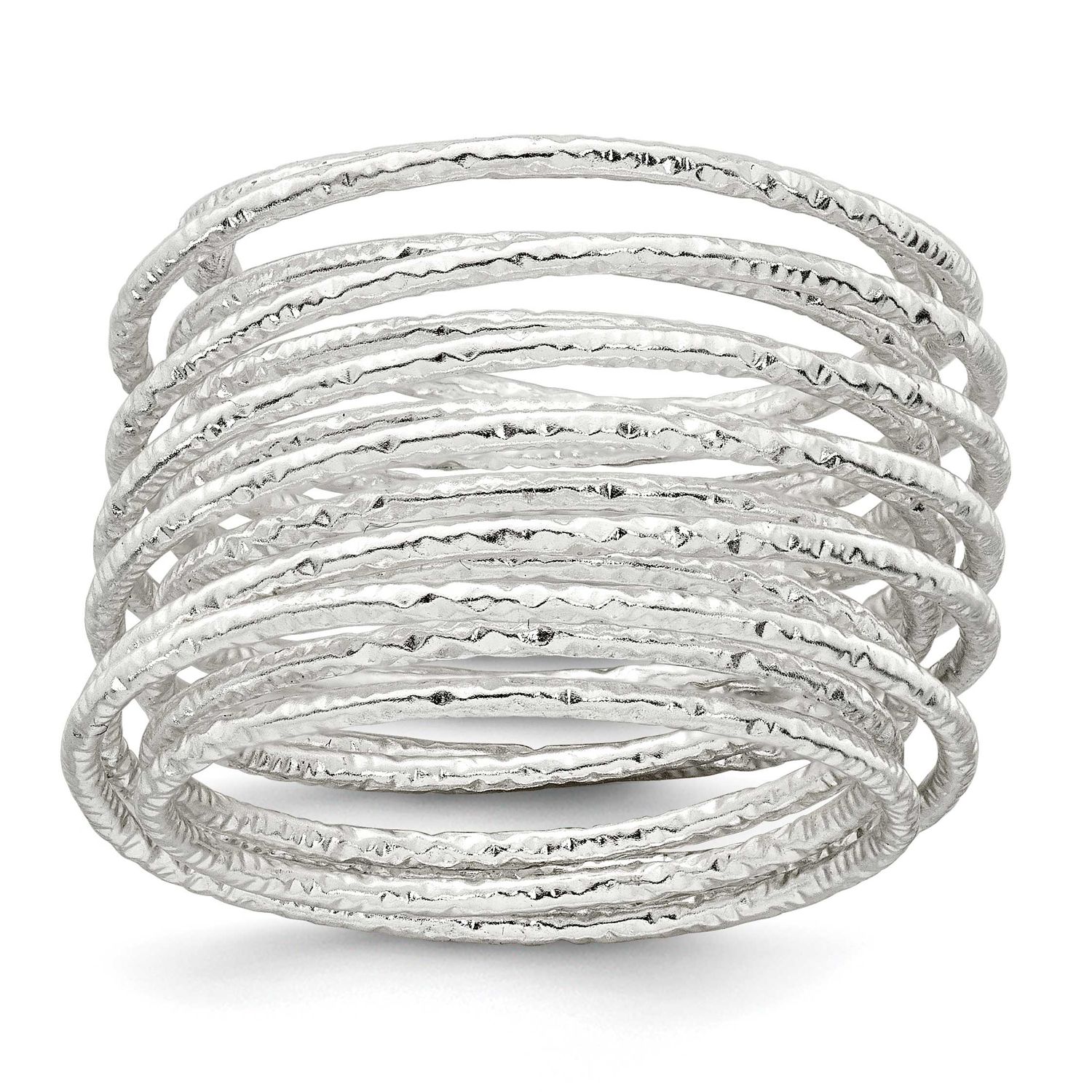 Multi Band Flexible Ring Sterling Silver Textured, MPN: QR7718, UPC: