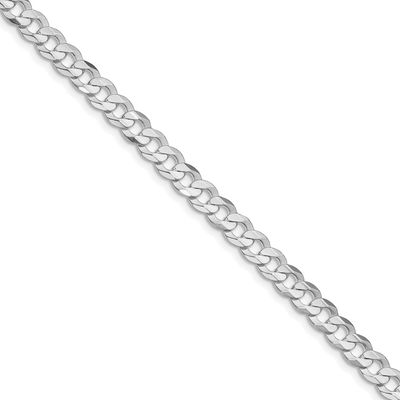 5.65mm Concave Beveled Curb Chain 26 Inch Sterling Silver Rhodium-Plated, MPN: QCBC150R-26, UPC: