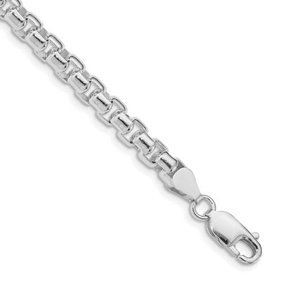 5.2mm Round Box Chain 24 Inch Sterling Silver Rhodium-Plated, MPN: QFC127R-24, UPC: