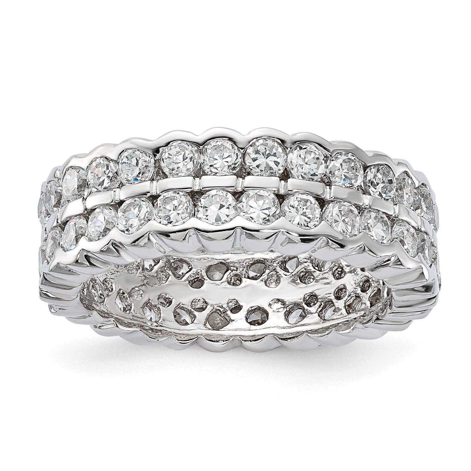 CZ Double Band Ring Sterling Silver, MPN: QR1309, UPC: