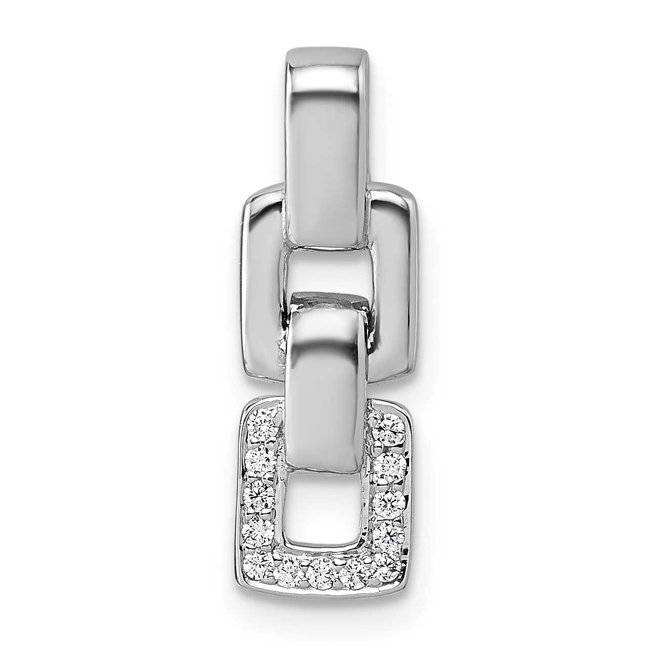 CZ Double Square Pendant Sterling Silver Rhodium-Plated, MPN: QG7153P, UPC:
