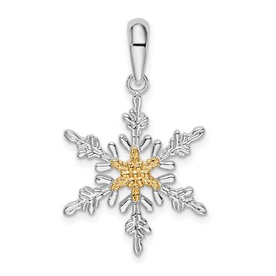 De-Ani Lacey Snowflake with 14k Center Pendant Sterling Silver Rhodium-Plated, MPN: QC10890G, UPC: …