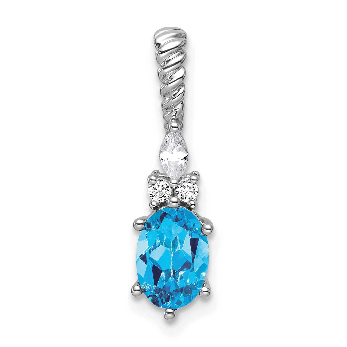 Polished Diamond and Blue Topaz Twisted Chain Slide 21.8 Inch 14k White Gold, MPN: PM9791-BT-009-WA…