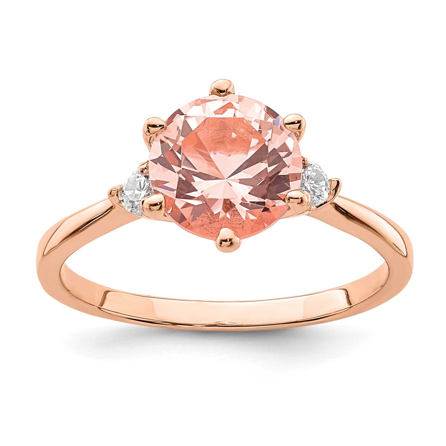 Rose Gold-Plated Pink Crystal and White CZ Ring Sterling Silver, MPN: QR6853, UPC: 883957952277