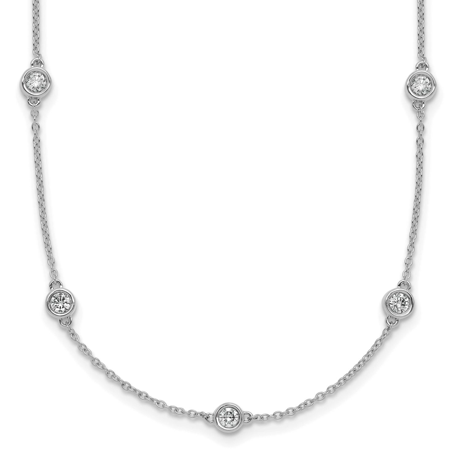 Diamond Station Cable Necklace 14k White Gold, MPN: PM1015-088-WA-18, UPC: