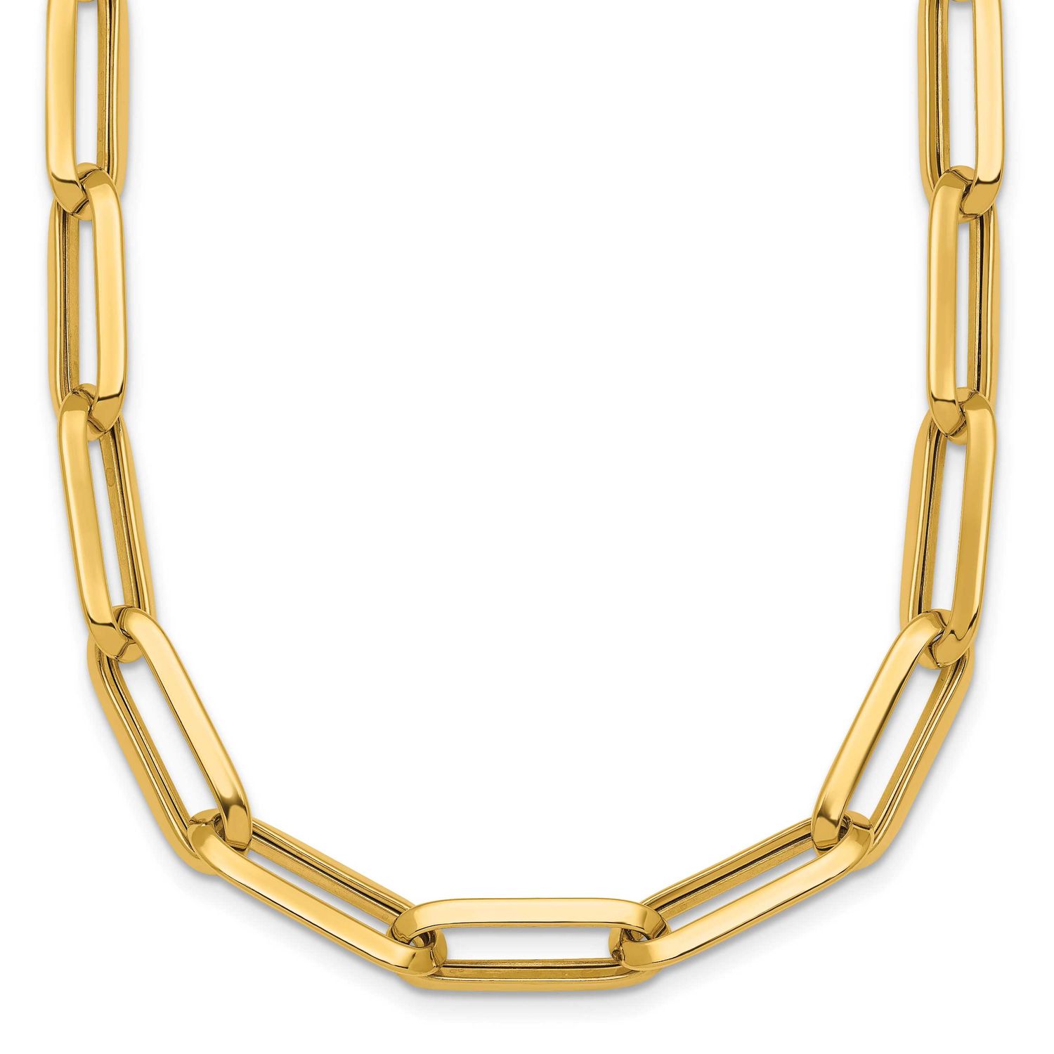 Paperclip Link Chain 7mm Necklace 17.5 Inch 14k Gold Polished, MPN: SF3257-17.5, UPC: