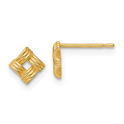 Woven Square Post Earrings 14k Gold Polished, MPN: YE2257, UPC: