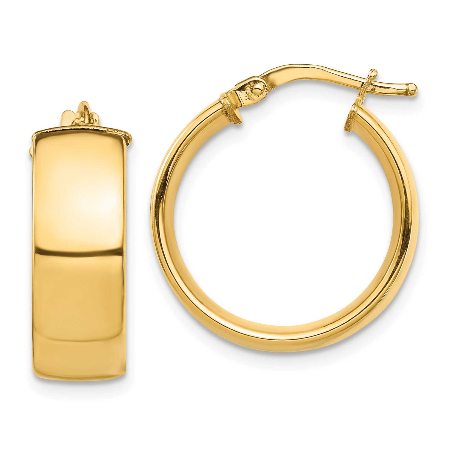 High Polished 7mm Hoop Earrings 10k Gold, MPN: 10TF1412, UPC: