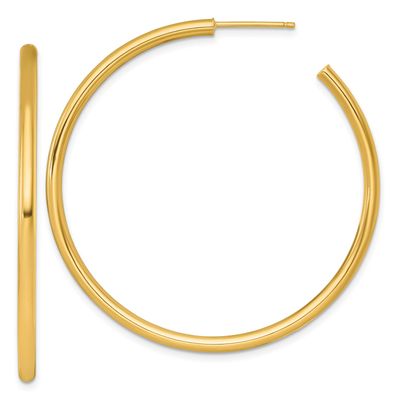 2.5 x 50mm Polished Post Hoop Earrings 14k Gold, MPN: TF2524, UPC:
