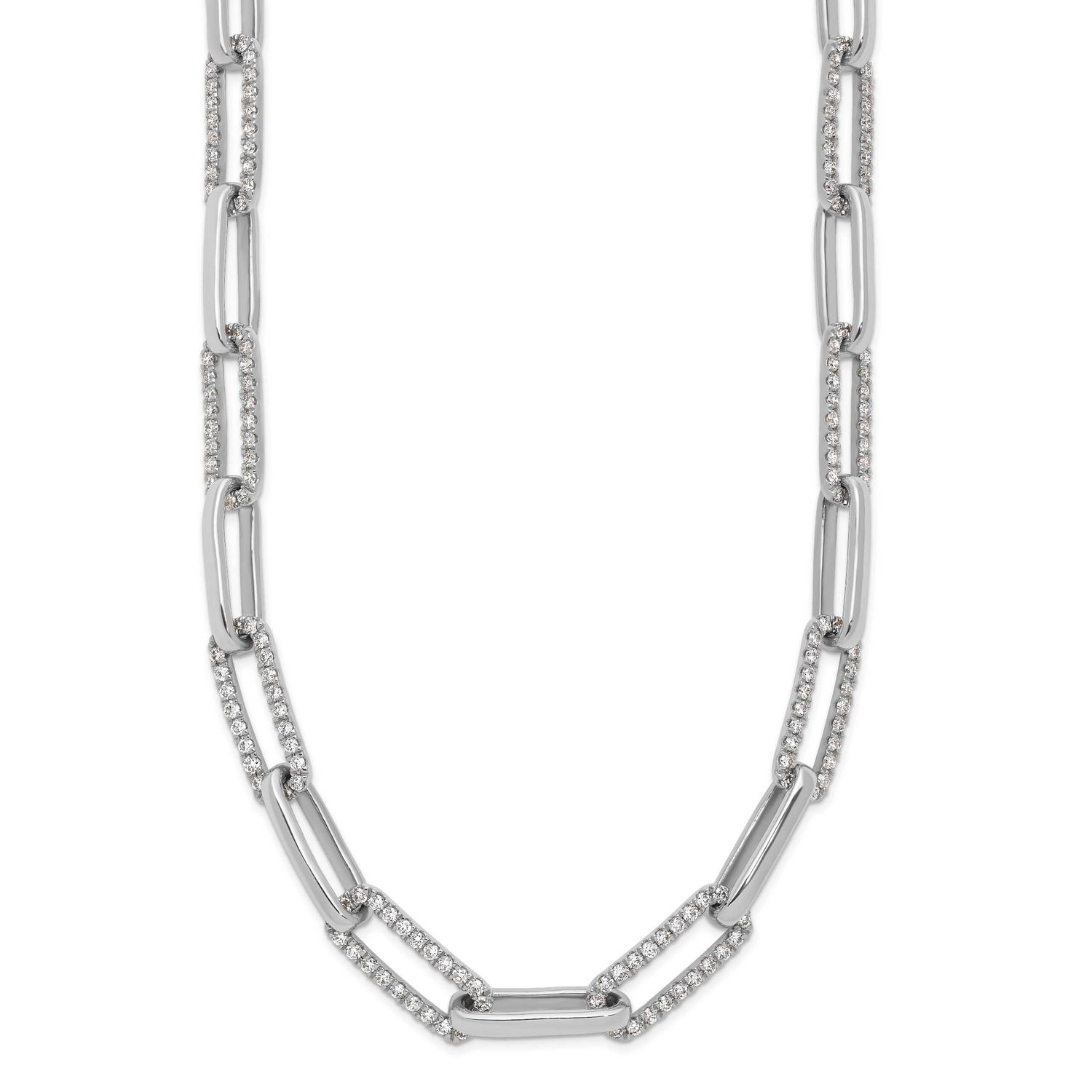 14k White Goldpolished Diamond Paperclip Link 18 Inch Necklace 14k White Gold, MPN: PM10272-375-WAA…