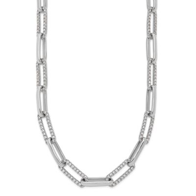 14k White Goldpolished Diamond Paperclip Link 18 Inch Necklace 14k White Gold, MPN: PM10272-375-WAA…