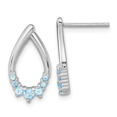 Swiss Blue Topaz Teardrop Post Earrings Sterling Silver Rhodium-Plated Polished, MPN: QE18320BT, UP…