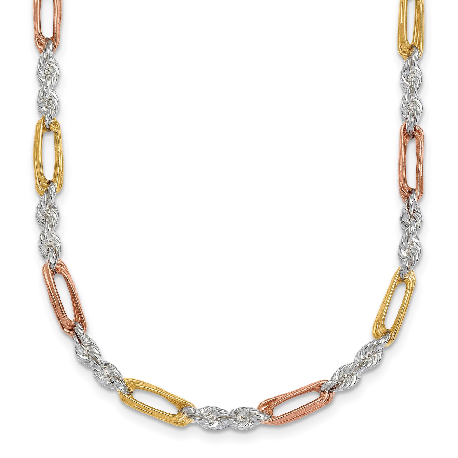 Gold-Tone Polished 4.0mm Figaro Rope 18 Inch Necklace Sterling Silver Rose-Tone, MPN: QG6924-18, UP…
