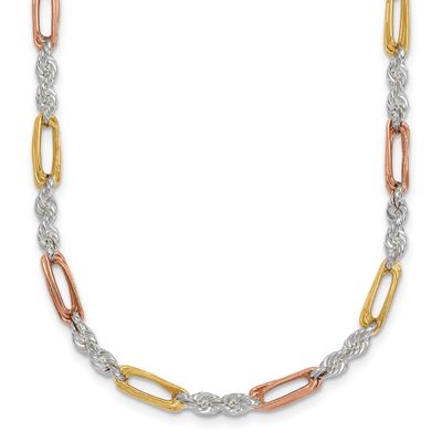 Gold-Tone Polished 4.0mm Figaro Rope 18 Inch Necklace Sterling Silver Rose-Tone, MPN: QG6924-18, UP…
