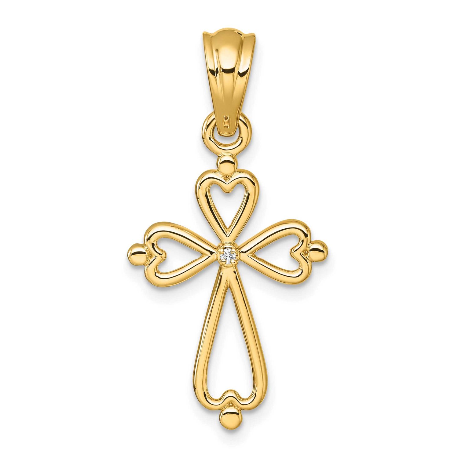 Diamond Accented Cross Pendant 14k Gold, MPN: PM10802-001-YA, UPC: