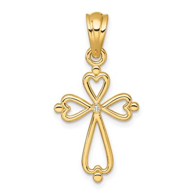 Diamond Accented Cross Pendant 14k Gold, MPN: PM10802-001-YA, UPC: