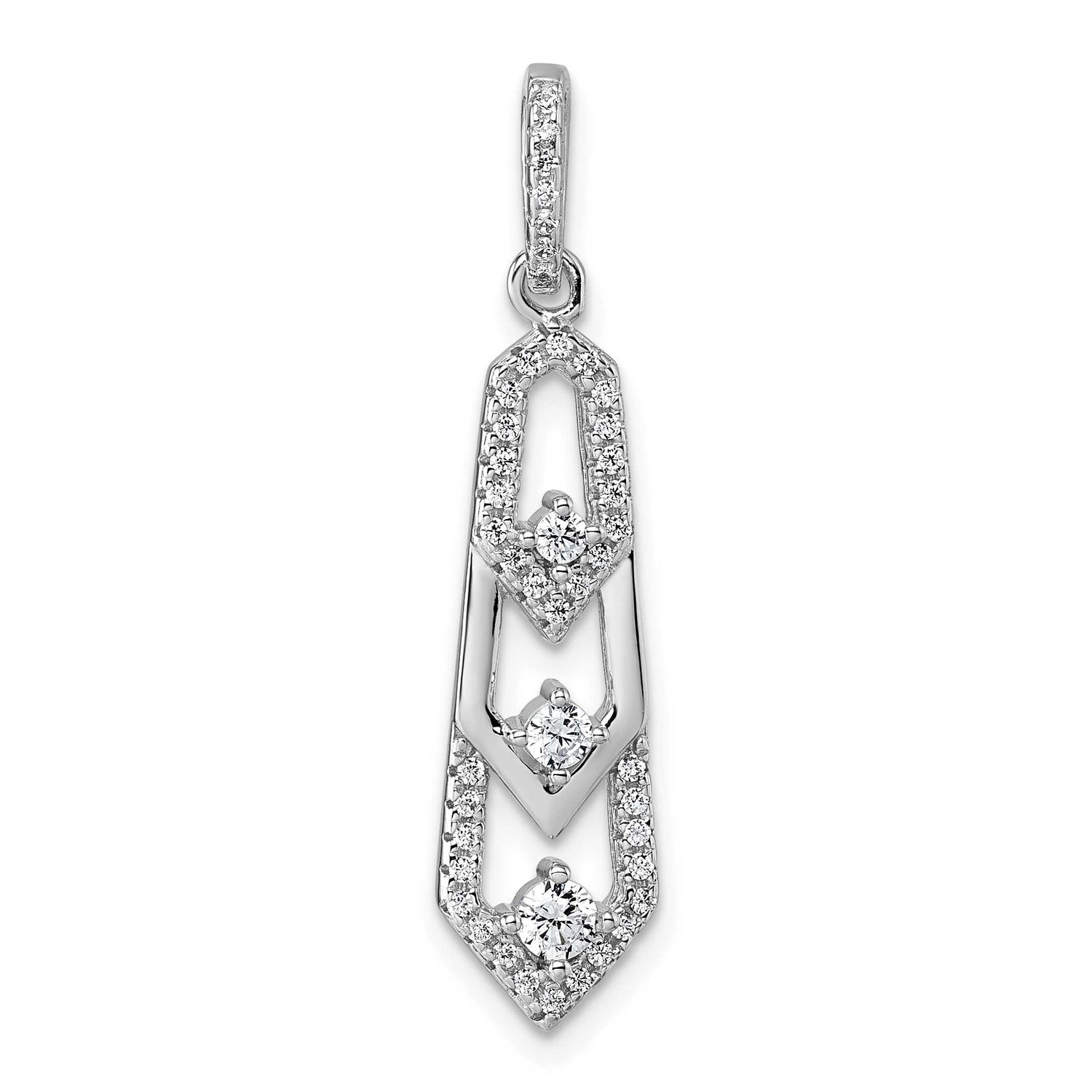 CZ 3 Pointed Pendant Sterling Silver Rhodium-Plated, MPN: QP5935, UPC: