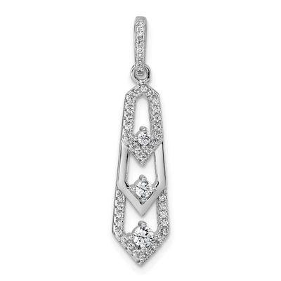 CZ 3 Pointed Pendant Sterling Silver Rhodium-Plated, MPN: QP5935, UPC: