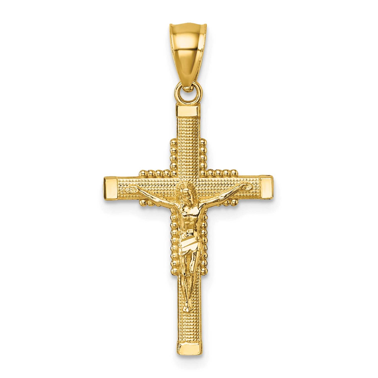 Diamond-Cut Textured Crucifix Pendant 14k Gold Polished, MPN: K10093, UPC: