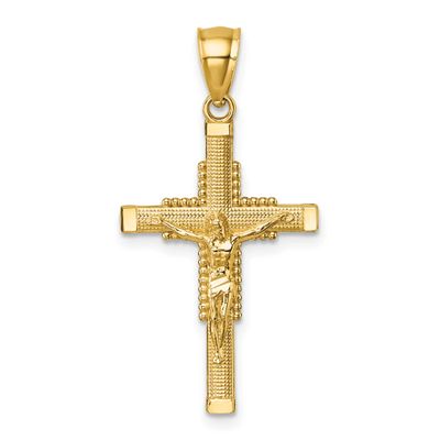 Diamond-Cut Textured Crucifix Pendant 14k Gold Polished, MPN: K10093, UPC: