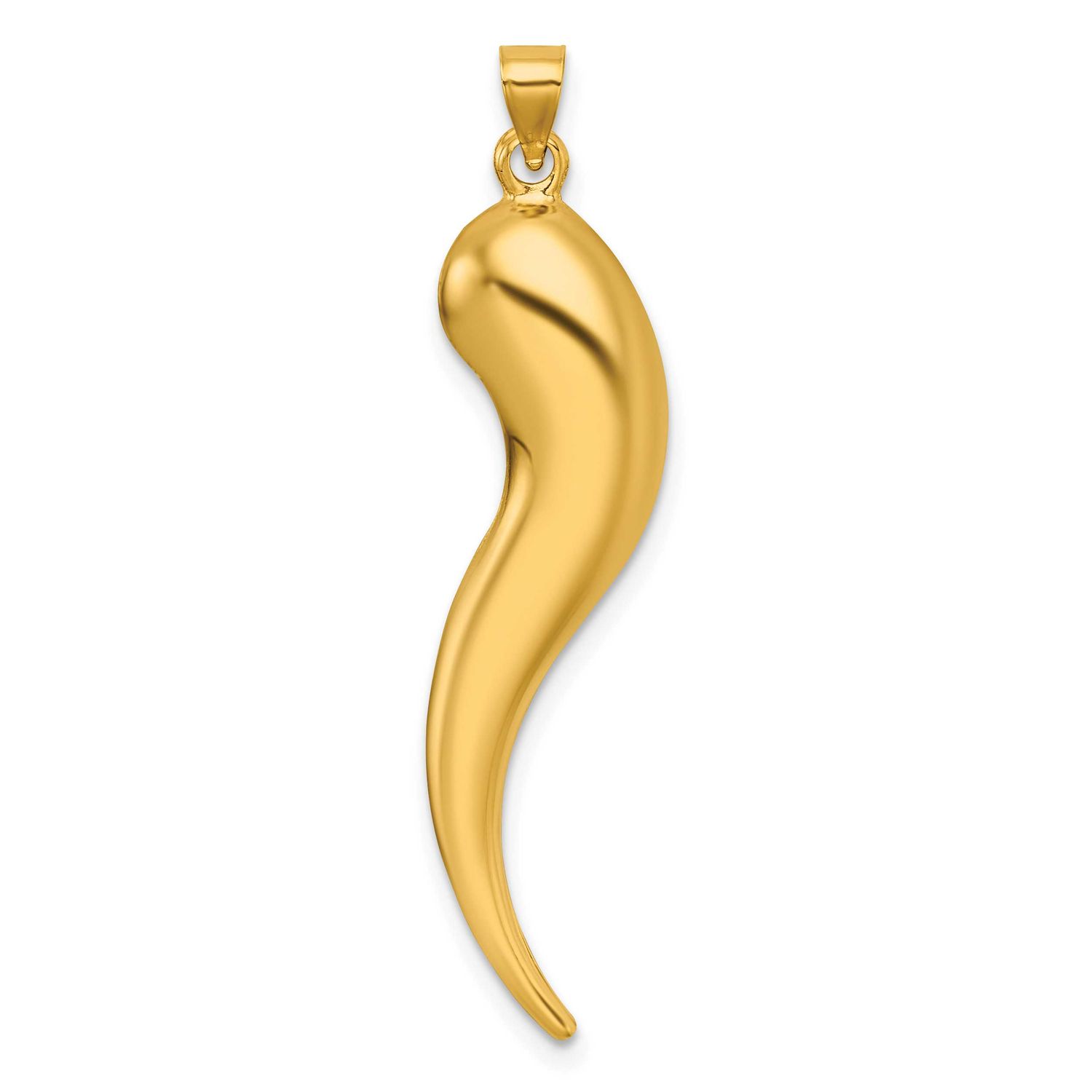Hollow Italian Horn Pendant 14k Gold Polished, MPN: K10049, UPC: