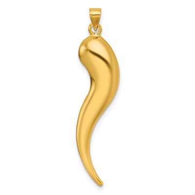 Hollow Italian Horn Pendant 14k Gold Polished, MPN: K10049, UPC: