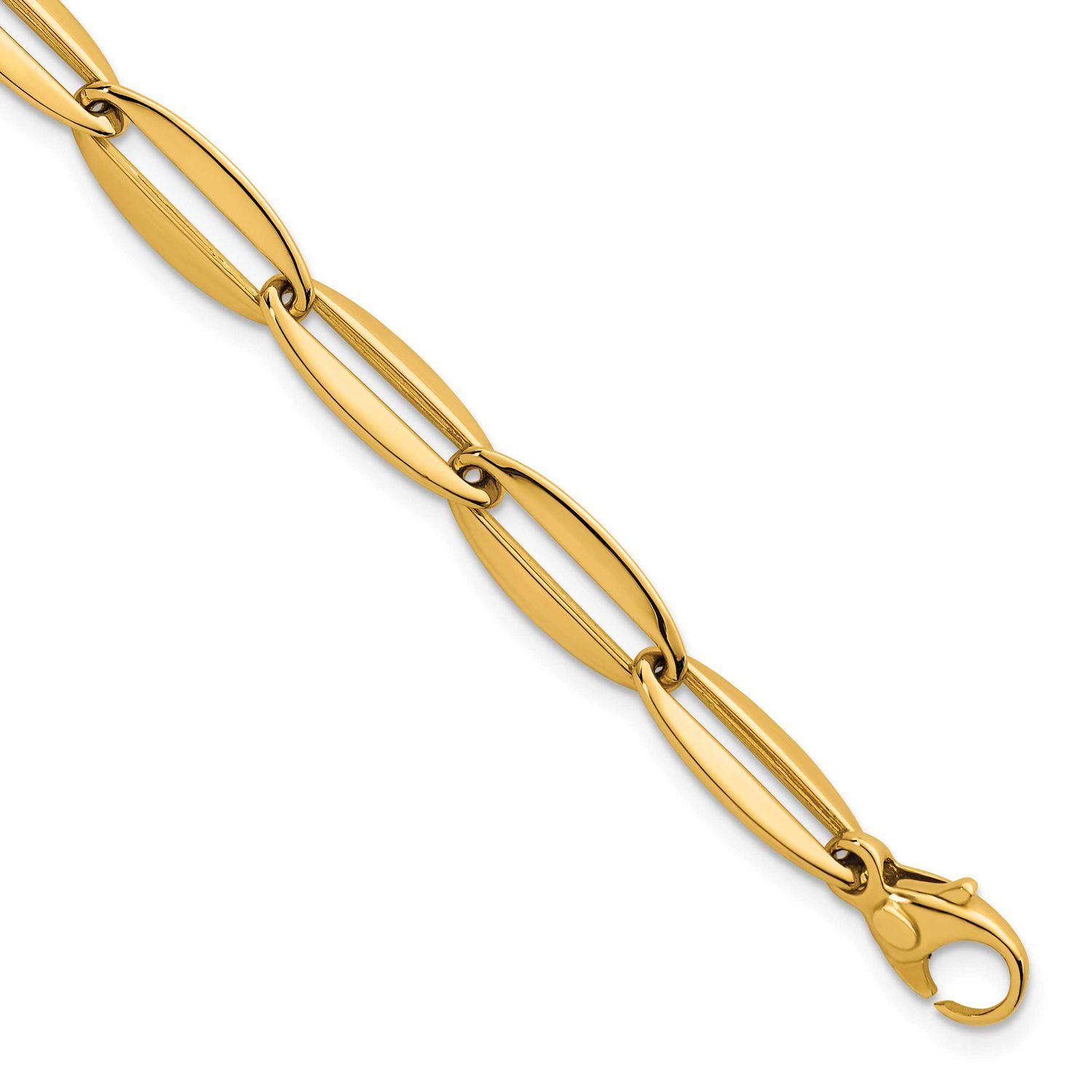 Long Oval Link 7mm Bracelet 14k Gold Polished, MPN: SF3251-7.5, UPC: