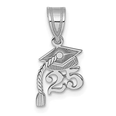 Graduation Cap 25 with Dangling Tassel Charm 14k White Gold, MPN: YC1547W-25, UPC: