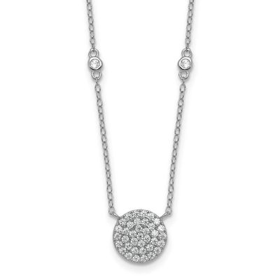 Pave CZ Circle 18 Inch Necklace Sterling Silver Rhodium-Plated Polished, MPN: QG7054-18, UPC: