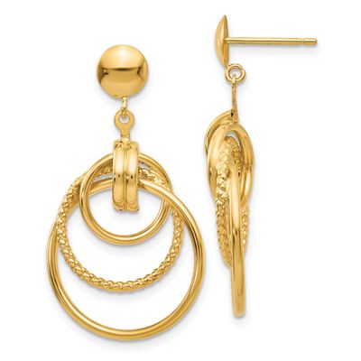 Textured Intertwined Circle Post Earrings 14k Gold Polished, MPN: E776, UPC: 191101179907