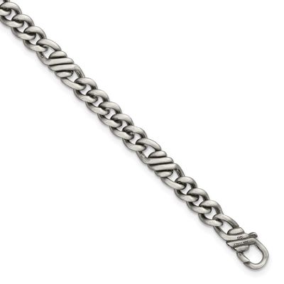 Black Ruthenium Brushed Fancy Curb Chain Men&#39;s Bracelet 8.5 Inch Sterling Silver, MPN: QG6784-8.5, …