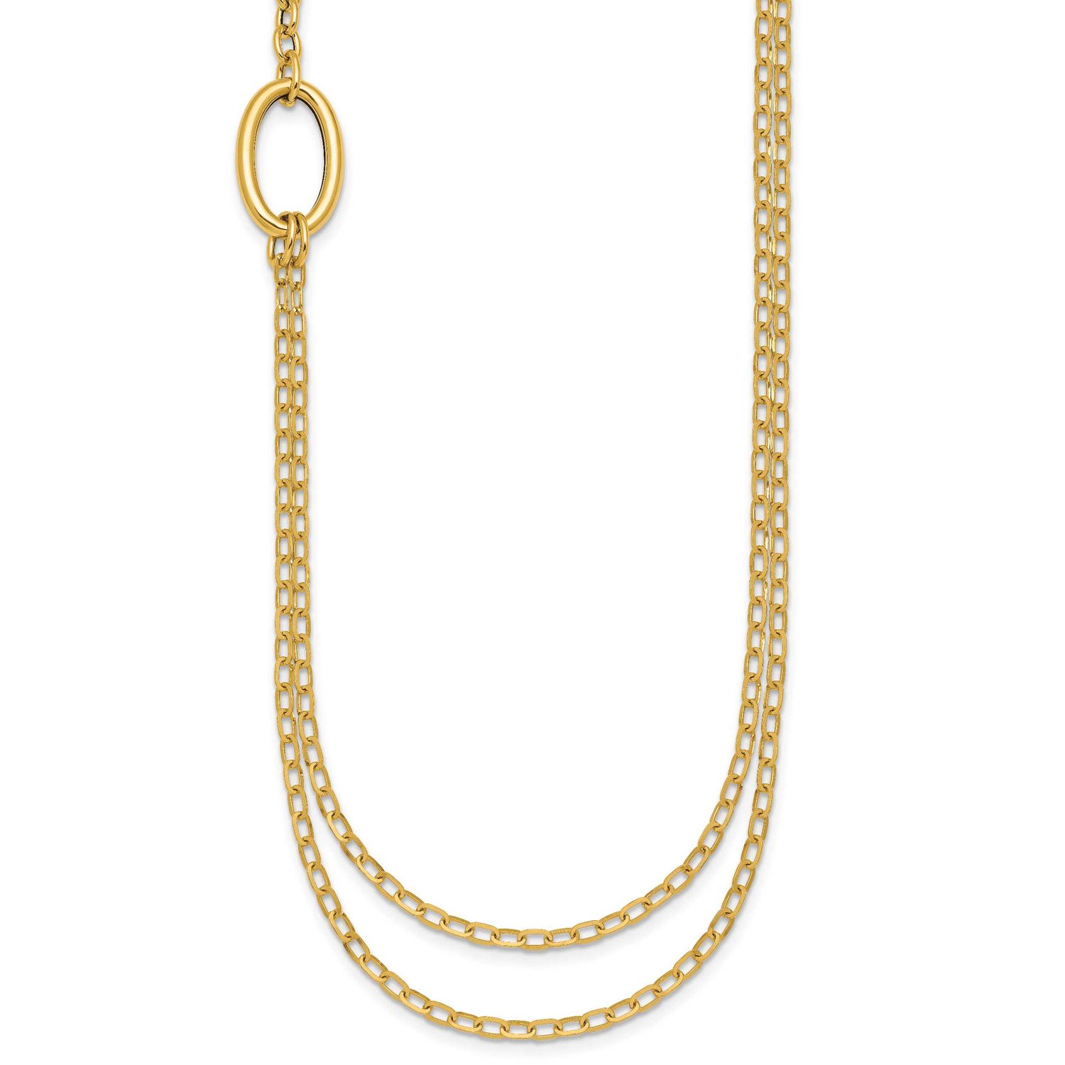 Oval Double Strand Cable Chain 18 Inch Necklace 18 Inch 14k Gold Polished, MPN: SF3287-18, UPC: