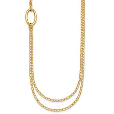 Oval Double Strand Cable Chain 18 Inch Necklace 18 Inch 14k Gold Polished, MPN: SF3287-18, UPC: